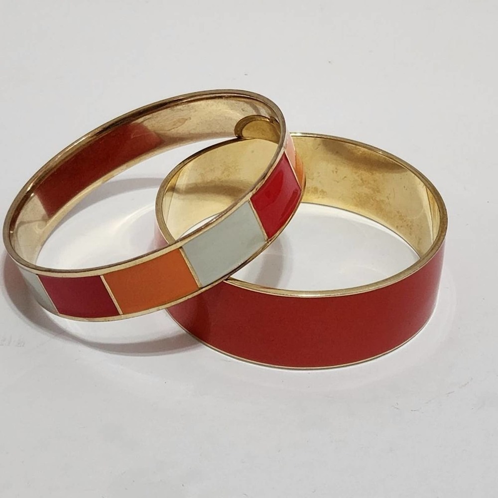 J. CREW BUNDLE LOT OF red, orange, white, and gold bangle bracelets